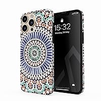 BURGA Phone Case Compatible with iPhone 14 PRO - Hybrid 2-Layer Hard Shell + Silicone Protective Case -Pastel Illusion Moroccan Marrakesh Tile Pattern Mosaic - Scratch-Resistant Shockproof Cover