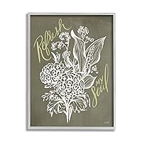 Stupell Industries Refresh My Soul Botanical Flower Leaf Sprouts Stencil, Design by House Fenway, 24 x 30, Green
