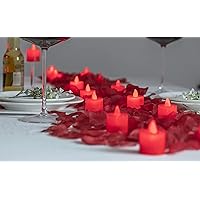 LANKER 12 Pack Flameless Led Tea Lights Candles - Flickering Long Lasting Battery Operated Electronic Fake Candles – Decorations for Wedding, Christmas, Halloween and Festival Celebration (Red)