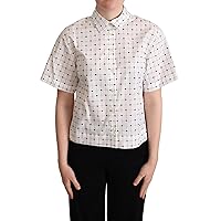 Dolce & Gabbana - BEST SELLERS - White Polka Dot Cotton Collared Shirt Top - IT42|M