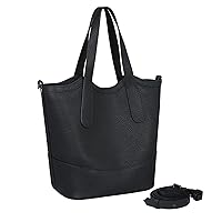 Iswee Black Leather Purses for Women Satchel Bag Top Handle Handbags Tote Crossbody Bag