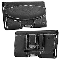VanGoddy Black Nylon Large 6-inch Horizontal Cell Phone Carrying Case Holster Pouch with Belt Clip for 5.5
