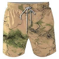 Mens Beach Shorts Casual Quick Dry Bathing Suits Drawstring Elastic Shorts Summer Lightweight Graphic Print Swimwear
