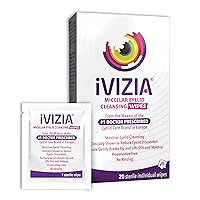 iVIZIA Eyelid Cleansing Wipes for Sensitive Eyelid Cleansing, Preservative-Free, Micellar, No Rinse, Gentle Eye Makeup Remover, 20 Sterile Single-Use Wipes for Eyelids