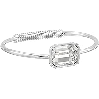 1928 Jewelry Coil Spring Made with Clear Swarovski Crystal Cuff Bracelet