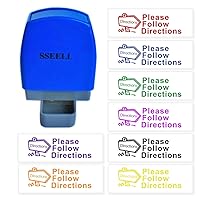 Please Follow Directions Reward Stamp Self Inking for School Student Teacher Homework Feedback Stamp Rubber Flash Stamp Self-Inking Pre-Inked RE-inkable School Stationary - Green Ink Color