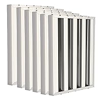 Range Hood Filters 19.5W x 15.5H Inch, 430 Stainless Steel 5 Grooves Commercial Hood Filter for Kitchen Exhaust Hoods, Pack of 6