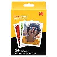 Zink KODAK 3.5x4.25 inch Premium Print Photo Paper (10 Sheets) Compatible with KODAK Smile Classic Instant Camera