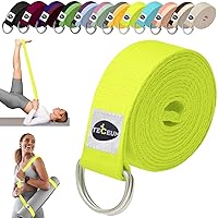 [NEW 2024] TECEUM Yoga & Mat Strap – 2 IN 1 – Cotton – 6 ft 8 ft 10 ft (15+ colors) – Adjustable Non-Slip Belt for Yoga, Pilates, Stretching, Physiotherapy, Fitness & Home Workout – For Carrying Mats