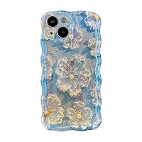 Caseative Retro Oil Painting Flower Floral Pattern Compatible with iPhone Case (Blue,iPhone 11 Pro Max)