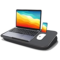 Lap Desk, Lap Desk with Cushion, Fits up to 17 inch Laptop, Pillow Designed, Portable Laptop Stand with Tray, Pad & Phone Holder, Home Office for Bed/Couch/Car/Reading/Writing,MillHome (Black)