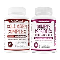 Purely Optimal Premium Multi Collagen Peptides Capsules (Types I, II, III, V, X) + Premium Probiotics for Women - 60 Billion CFU, Dr. Formulated Prebiotics & Probiotics for Women