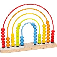 small foot 11965 Rainbow Motor Skills Bow and Abacus with 50 Colourful Wooden Beads from 12 Months
