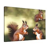 NONHAI Canvas Wall Art for Living Room Bedroom Decorative Painting Art Posters Modern Hanging Canvas Print Artwork Cute Squirrels Wall Art Aesthetics Paintings 12x18 Inch