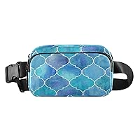 Biue Moroccan Style Fanny Packs for Women Men Everywhere Belt Bag Fanny Pack Crossbody Bags for Women Fashion Waist Packs with Adjustable Strap Bum Bag for Travel Shopping Cycling Workout