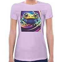 Neon Frog Women T-Shirt Short Sleeve Cotton Short Sleeve Tees Women Neon Fearless Tiger Print Cotton t-Shirts for Raves