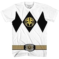 Mighty Morphin Power Rangers Red Blue Yellow Pink Green Black White Blue Costume T-Shirt