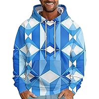 Graphic Hoodies For Men Trendy Geometric Print Sweatshirt Pullover Casual Lightweight Workout Gym Sports Streetwear