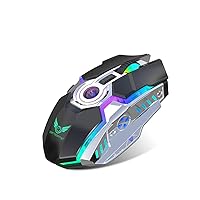 Rechargeable Wireless Gaming Mice with USB Receiver and Decompress Crystal Ball-Black