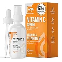 Vitamin C Serum For Face, 60ml / 2oz with 20% Vitamin C, Hyaluronic Acid, Aloe, MSM, Vitamin E, & Organic Botanicals Solution, Support Skin Brightening with Vitamin C Face Serum