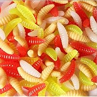 500pcs (5 Color Mixed) Artificial Fishing Lure Faux Maggot Grub Soft Worms Mixed Color Fish Bait