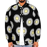 Daisy Floral Men‘s Baseball Jacket Long Sleeve Casual Coat Bomber Jacket Unisex Streetwear