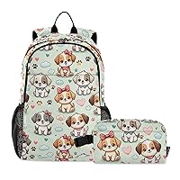 ALAZA Cute Dog Puppy Paw Prints Backpack and Lunch Bag Set for Boys Girls School Bookbag Cooler Kits