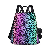 ALAZA Rainbow Leopard Backpack with Keychain for Woman