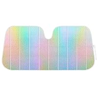 Iridescent Mermaid, Hologram Foil, Chameleon Front Windshield Sun Shade, Double Bubble Accordion Folding Auto Sunshade for Car Truck SUV 58 x 27 Inch