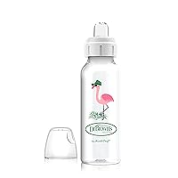 Dr. Brown's Milestones Narrow Sippy Bottle, 100% Silicone Soft Sippy Spout, 8oz/250mL, Flamingo, 6m+