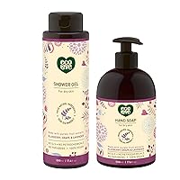 Natural Moisturizing Body Wash for Dry Skin & Natural Liquid Hand Soap - Organic Blueberry, Grape & Lavender - No SLS or Parabens - Vegan and Cruelty-Free Shower Gel, 17.6 oz