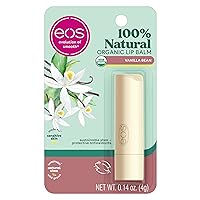 eos 100% Natural & Organic Lip Balm Stick- Vanilla Bean | Dermatologist Recommended for Sensitive Skin | All-Day Moisture Lip Care Products | 0.14 oz