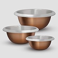 ExcelSteel Professional Heavy Duty with Easy Grip Handles, Perfect for Baking Eggs Dough Batters Mixing Bowl, 2.75 Qt, Copper