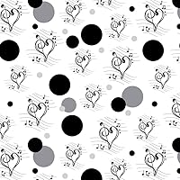GRAPHICS & MORE Premium Gift Wrap Wrapping Paper Roll Pattern - Treble Clef Music Musical Note Sound - Heart Music Black White