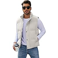 Flygo Mens Puffer Vest Winter Padded Vests Lightweight Stand Collar Sleeveless Jacket Outerwear