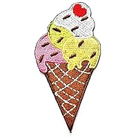 Nipitshop Patches Fruit Mix Ice Cream Cone Cartoon Children Kids Embroidered Iron Patch Sew On Patch Clothes Bag T-Shirt Jeans Biker Badge Applique for Happy Birthday Gift