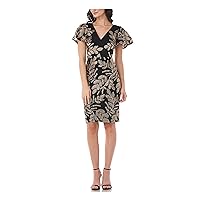 JS Collections Womens Metallic Knee Cocktail and Party Dress Black 2