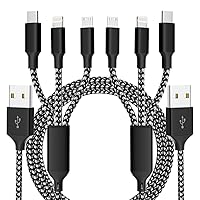 Multi Charging Cable, (2 Pack 4FT) Multi USB Charger Cable 3 in 1 Charging Cable Nylon Braided Fast Charging Cord with Type-C, Micro USB,IP Port for Most Phones/iPads/iPhones/Tablets