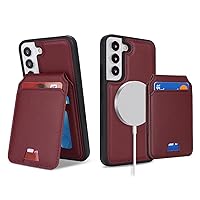 Ｈａｖａｙａ for Galaxy S21 FE 5g case Wallet magsafe Compatible Samsung Galaxy S21 FE 5g case Magnetic with Card Holder S21 FE Leather Phone case Wallet Magnetic Detachable-Wine Red