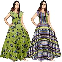 Jessica-Stuff Women Printed Rayon Blend Stitched Anarkali Gown Wedding Dress Pack of 2 (17144)