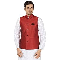 Royal Kurta Men's Traditonal Silk Blended Nehru Waistcoat Jacket