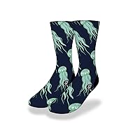 Jellyfish All Over 55 Socks - Polyblend Fabric, Ribbed Cushioned Heel - One Size Fits All