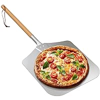 Onlyfire Long Metal Pizza Peel with Wooden Handle for Indoor & Outdoor Grill Oven, 12 x 14 inch Pizza Baking Spatula Paddle for Baking Bread Pies, 36 Inch Long