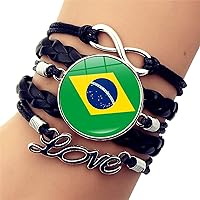 Brazil Flag Braided Bracelet - World Cup Time Gemstone National Flag Woven Bracelet Souvenir Novelty Multinational
