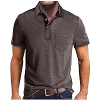 Men's Polo Shirts Summer Short Sleeve Casual 3 Button T-Shirts Classic Basic Golf Work Tees Tops with Pocket