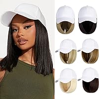 Baseball Cap with Hair Extensions Hat Wig Adjustable Hat Attached Short Straight 14
