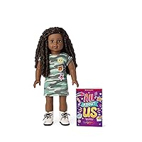 American Girl Truly Me 18-inch Doll #123 with Brown Eyes, Black-Brown Tendrils, Deep Skin, Camo T-shirt Dress, For Ages 6+