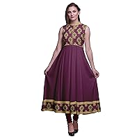 Bimba Indian Long Kurti for Women Party Wear Printed Sleeveless Anarkali Kurti Dress