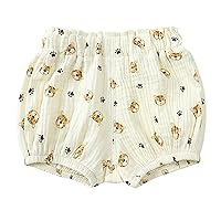 Baby Girl Woven Shorts Summer Cute Cartoon Printed Loose Shorts Bract Bread Shorts Daily Wear Toddler Girl Summer Romper