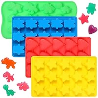4pack Silicone Chocolate Molds,Including 12-Cavity Dinosaurs,15-Cavity Bear,Star and Heart,Suitble for DIY jelly, gummies, candies, chocolate, ice cubes, etc